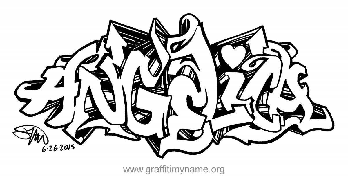 Поразительная страница раскраски тегов граффити