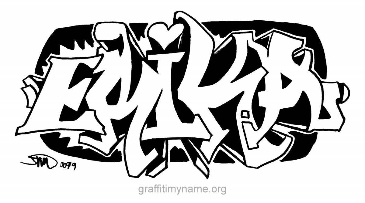 Coloring page with abstract graffiti