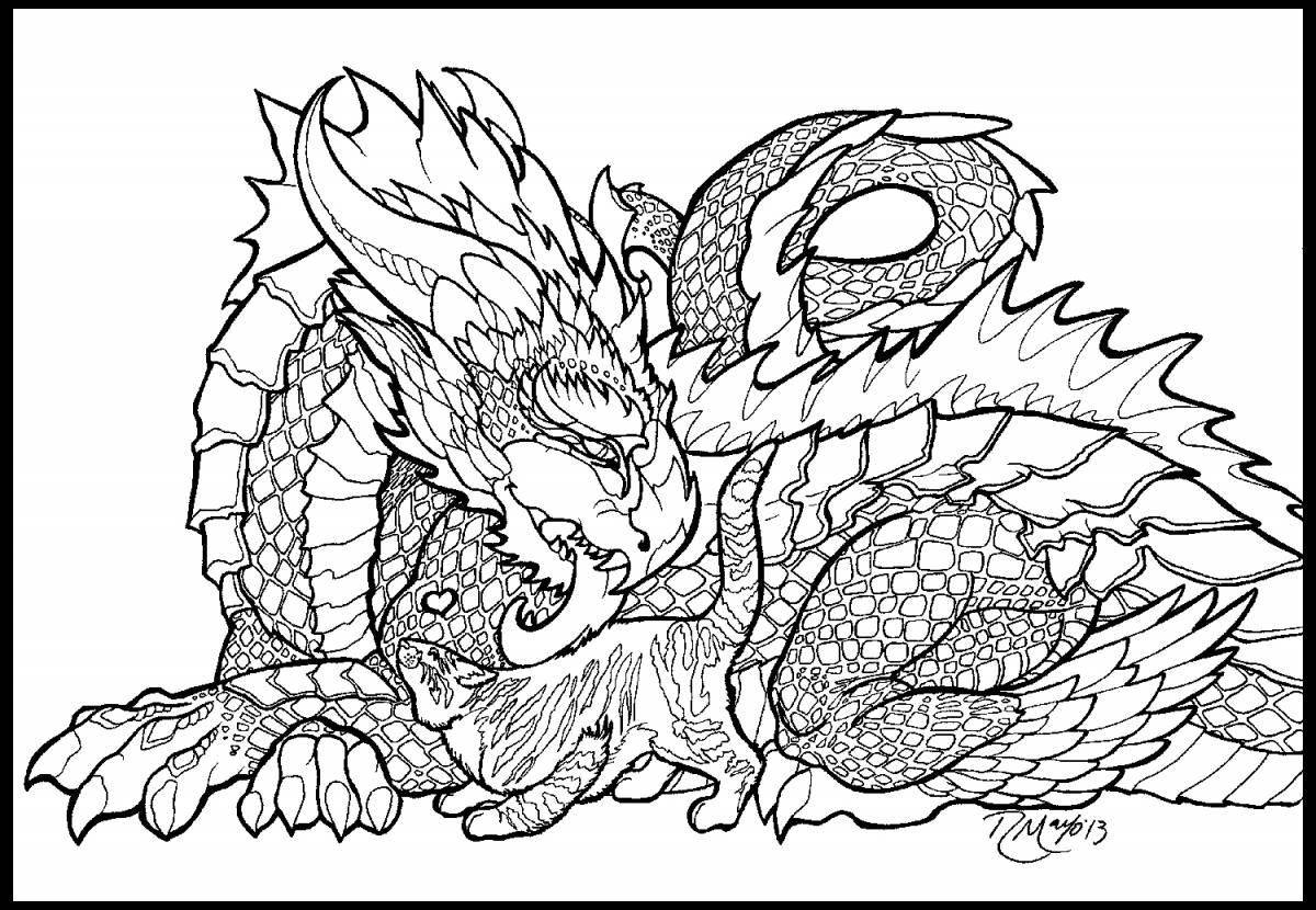 Раскраска великий водяной дракон