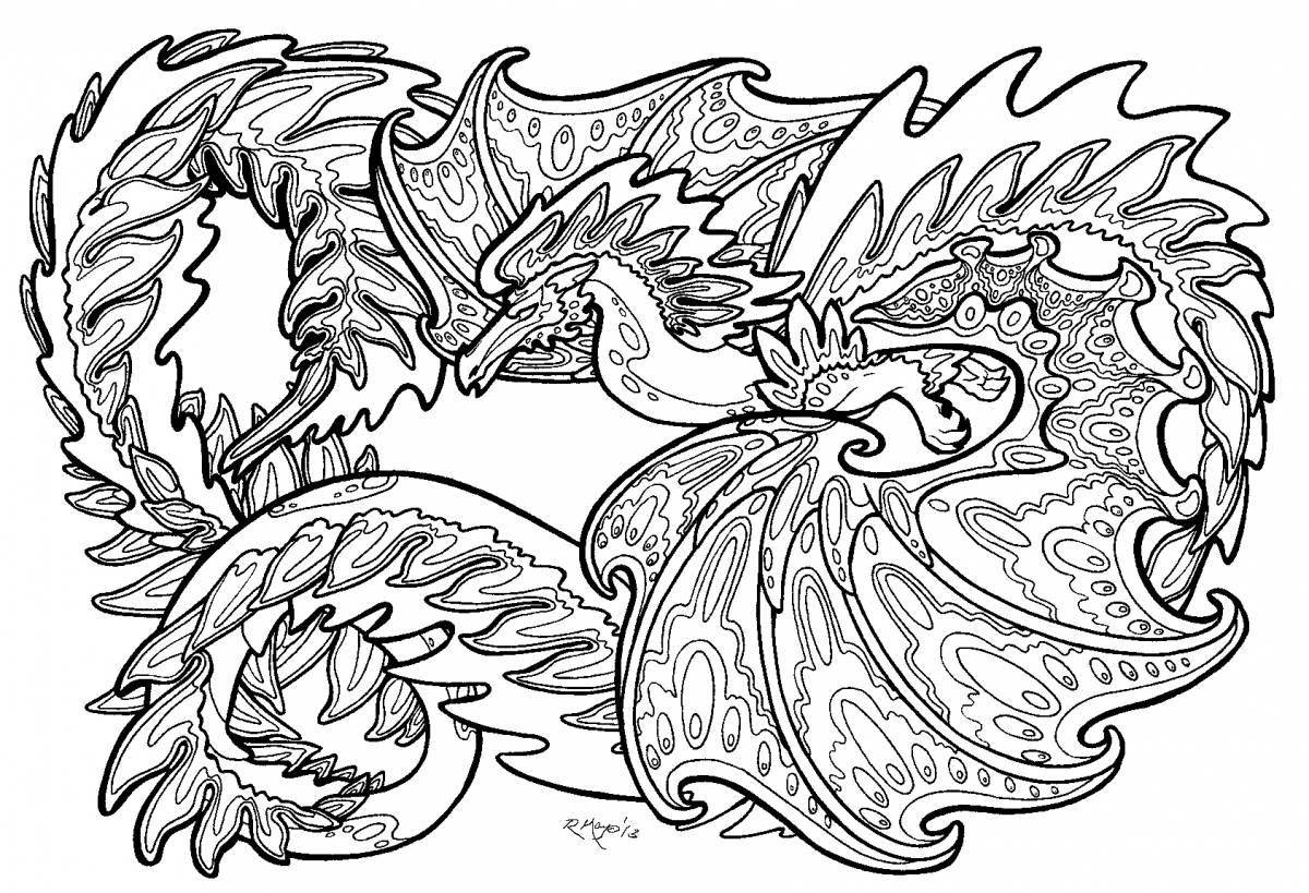 Coloring page dazzling water dragon