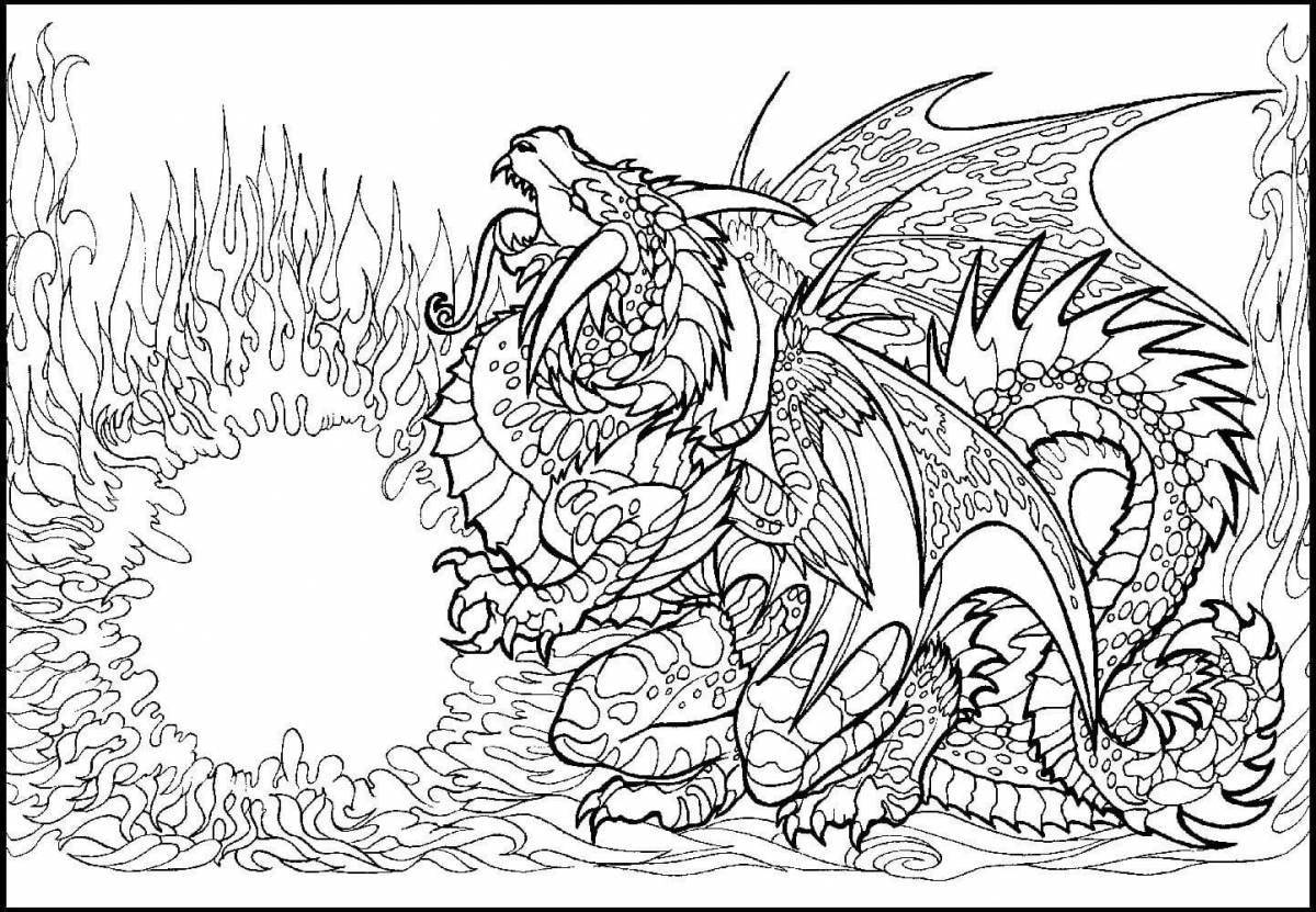 Впечатляющая страница раскраски водяного дракона