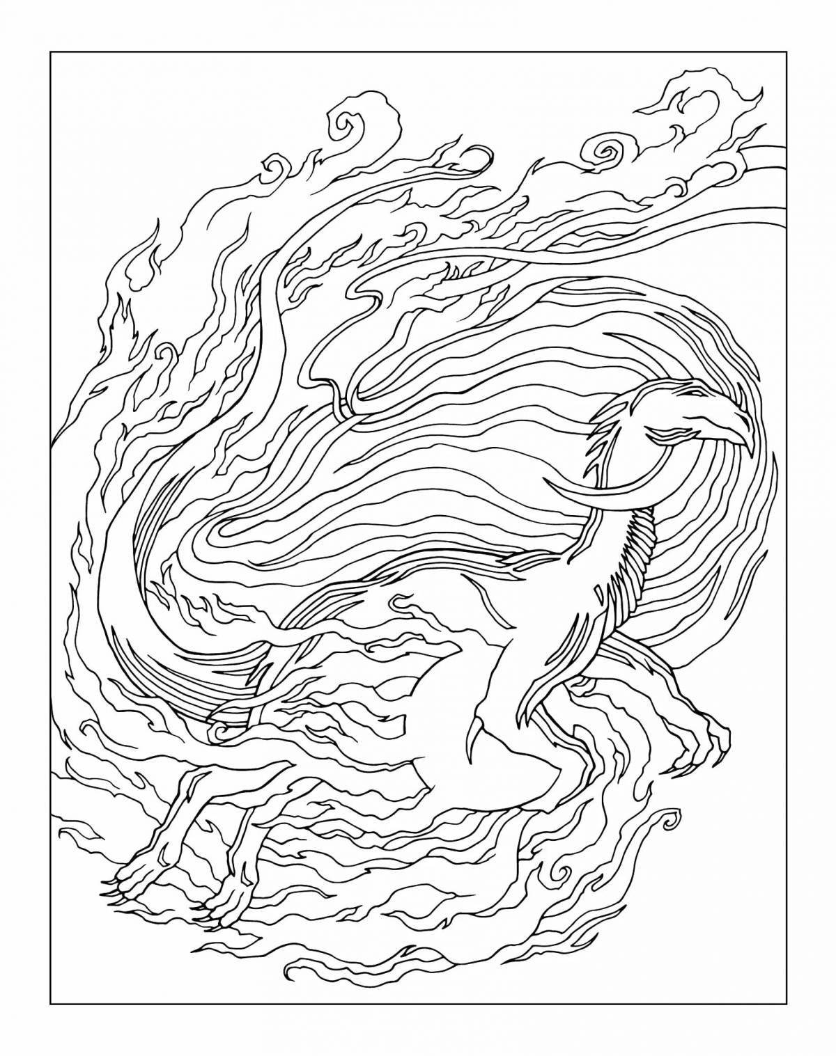 Раскраска великолепный водяной дракон