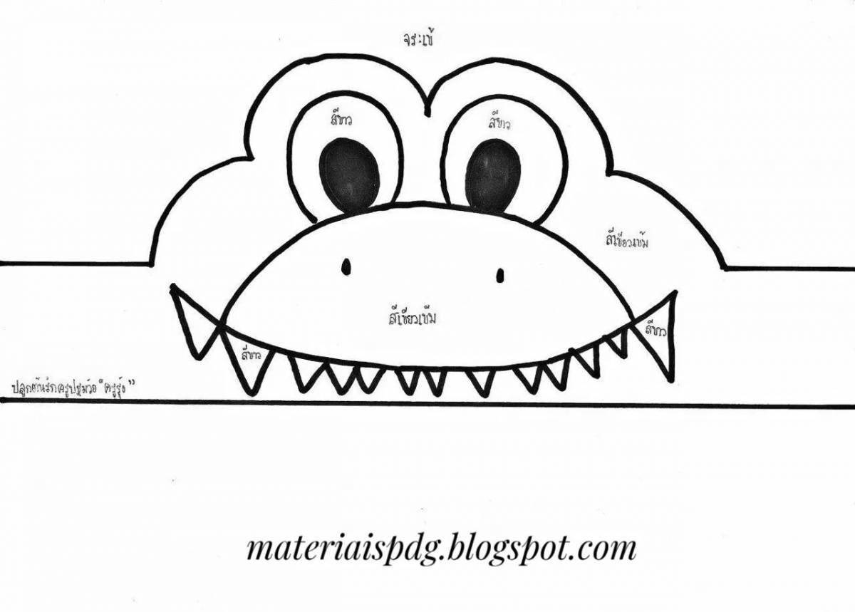 Раскраска маска очаровательного крокодила