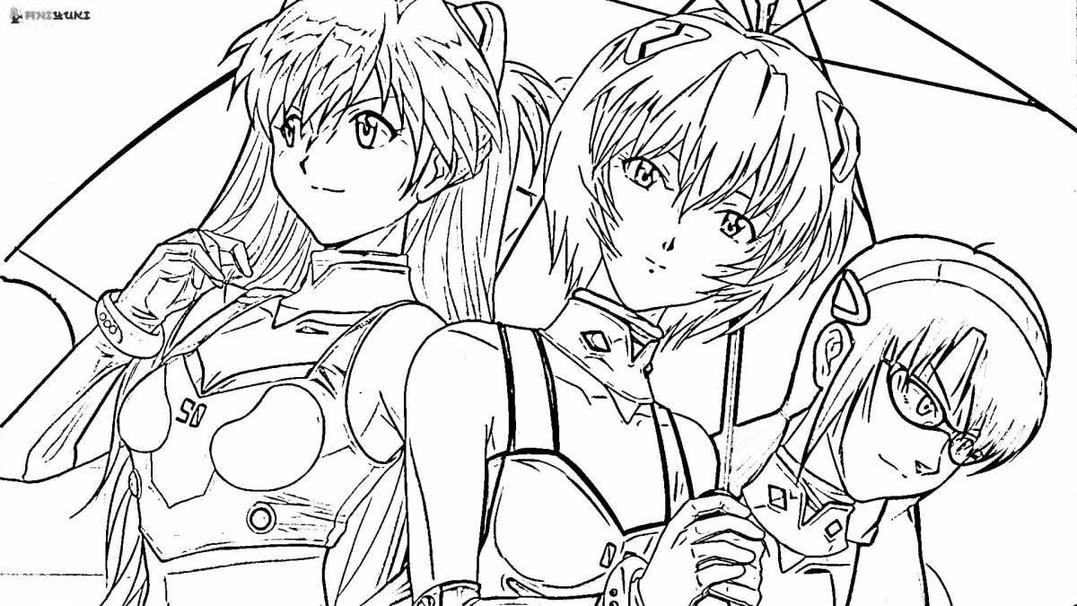 Coloring book glowing Asuka Langley