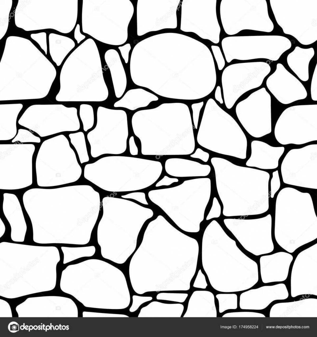 Colorful stone wall coloring page