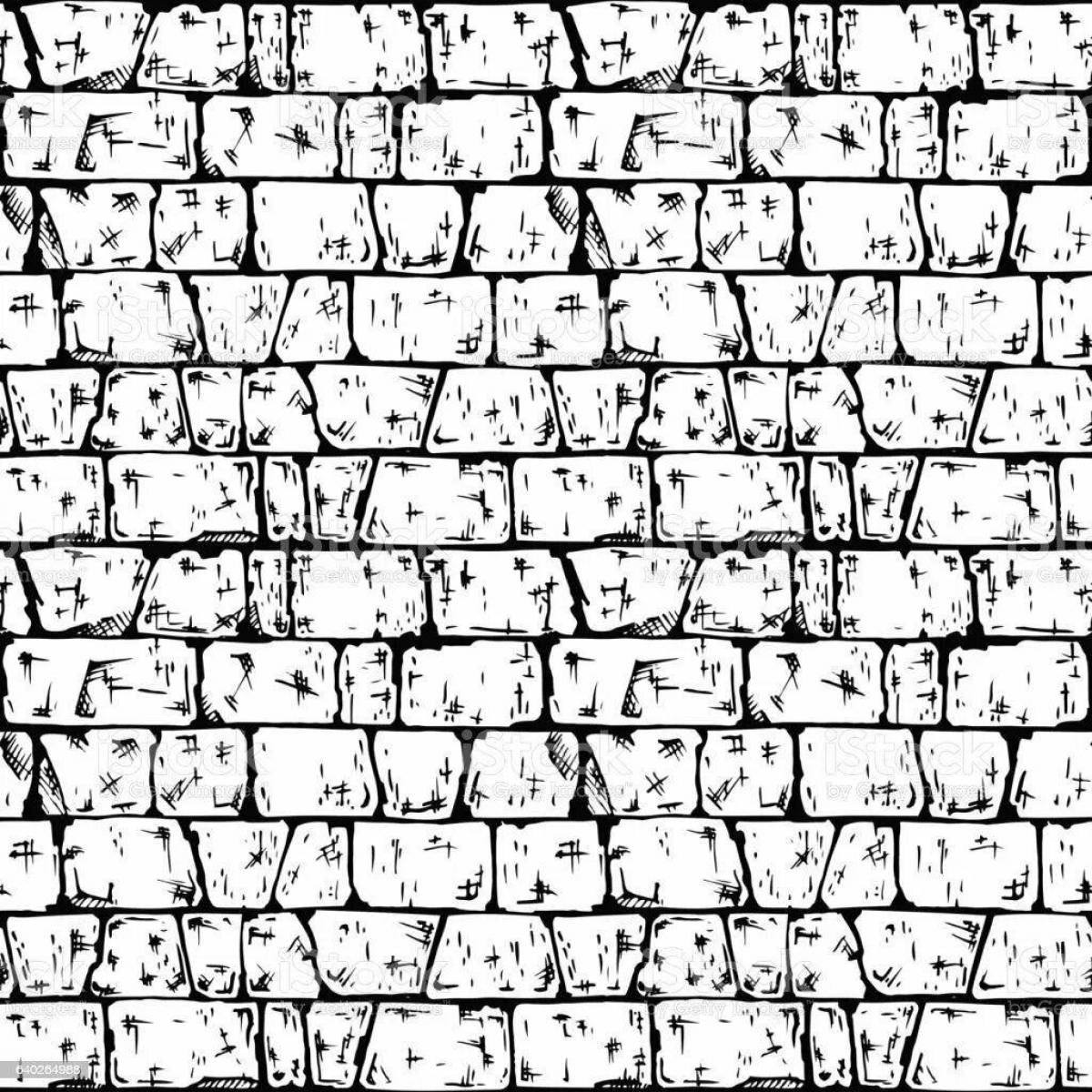 Glittering stone wall coloring page