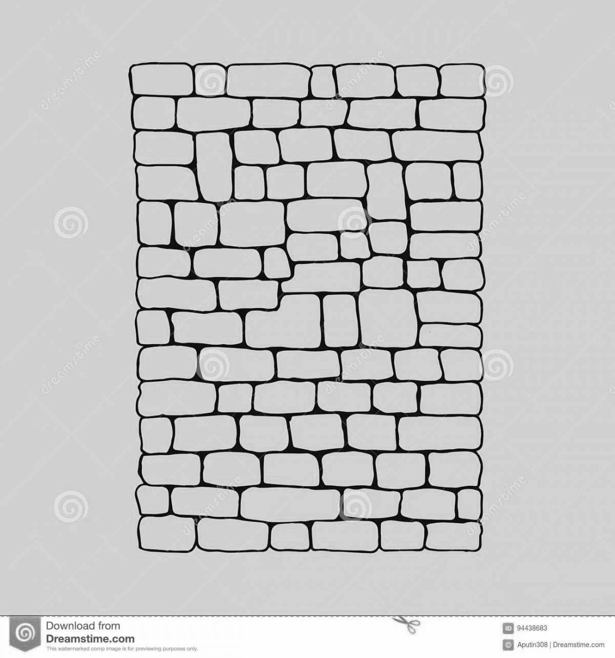 Charming stone wall coloring page