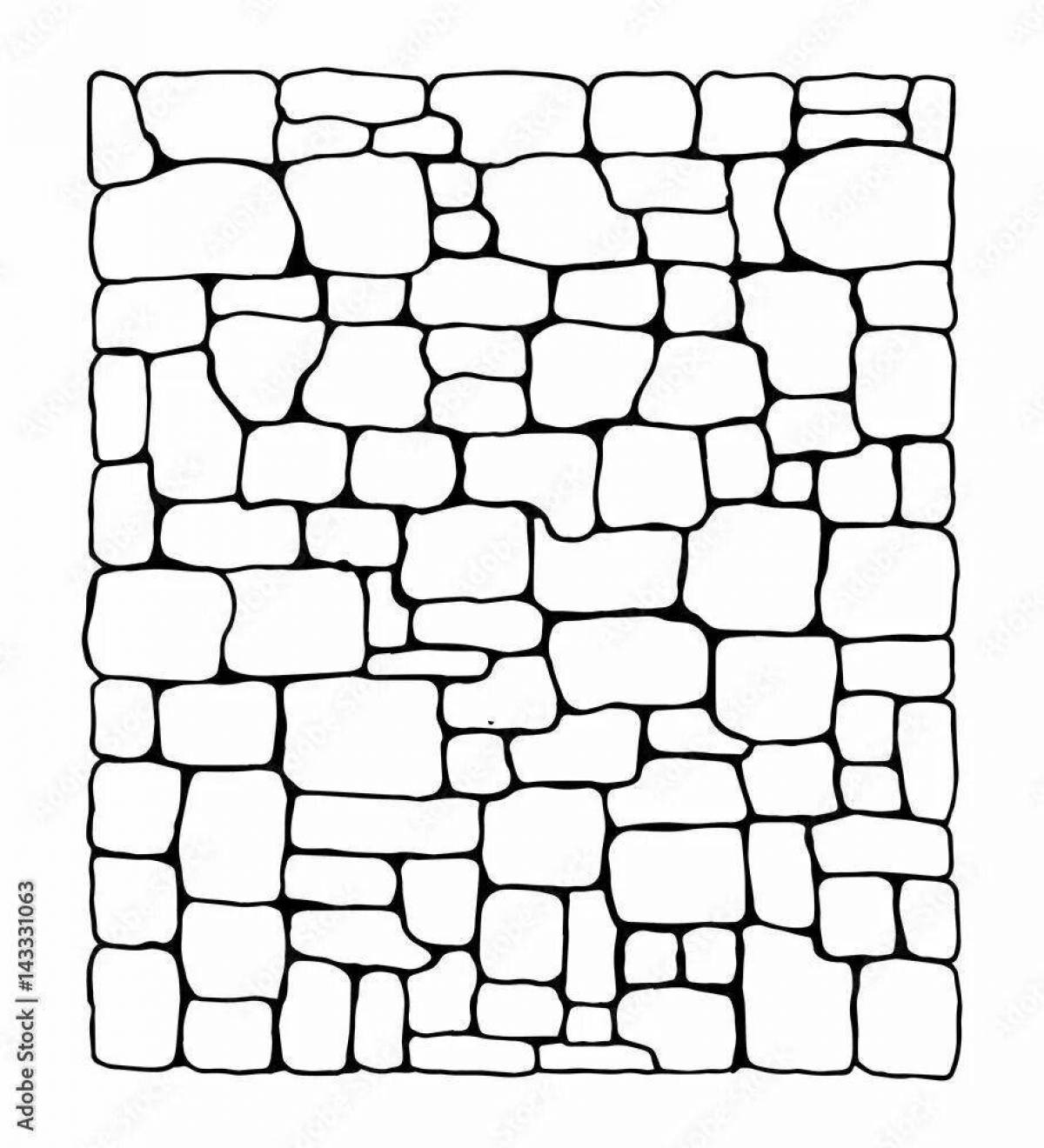 Glowing stone wall coloring page