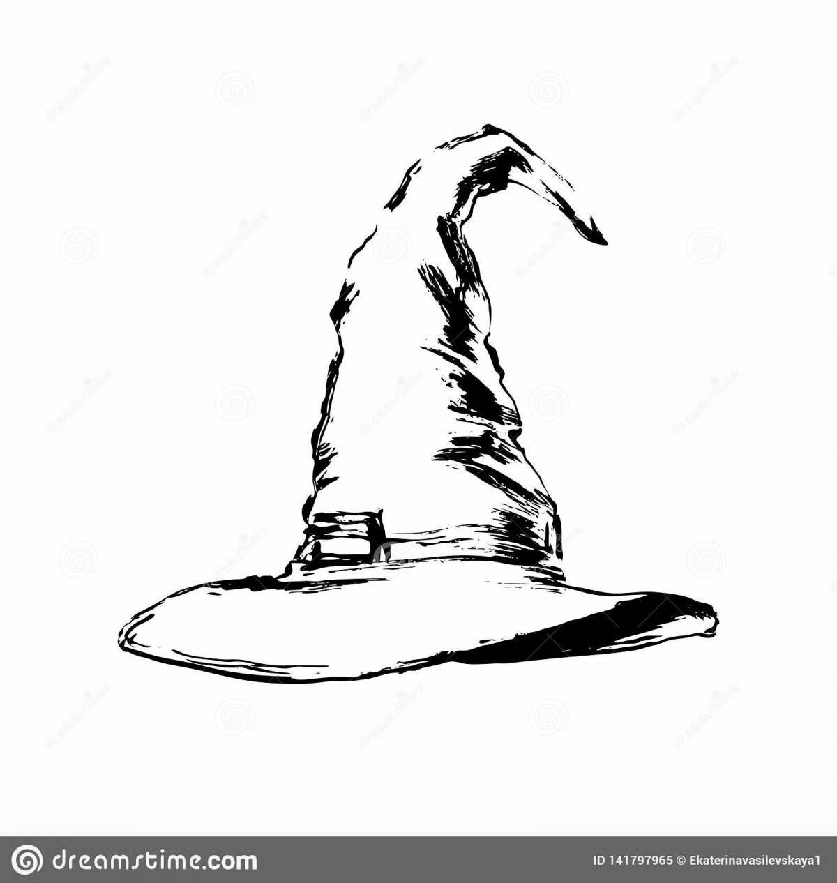 Coloring book bright wizard hat