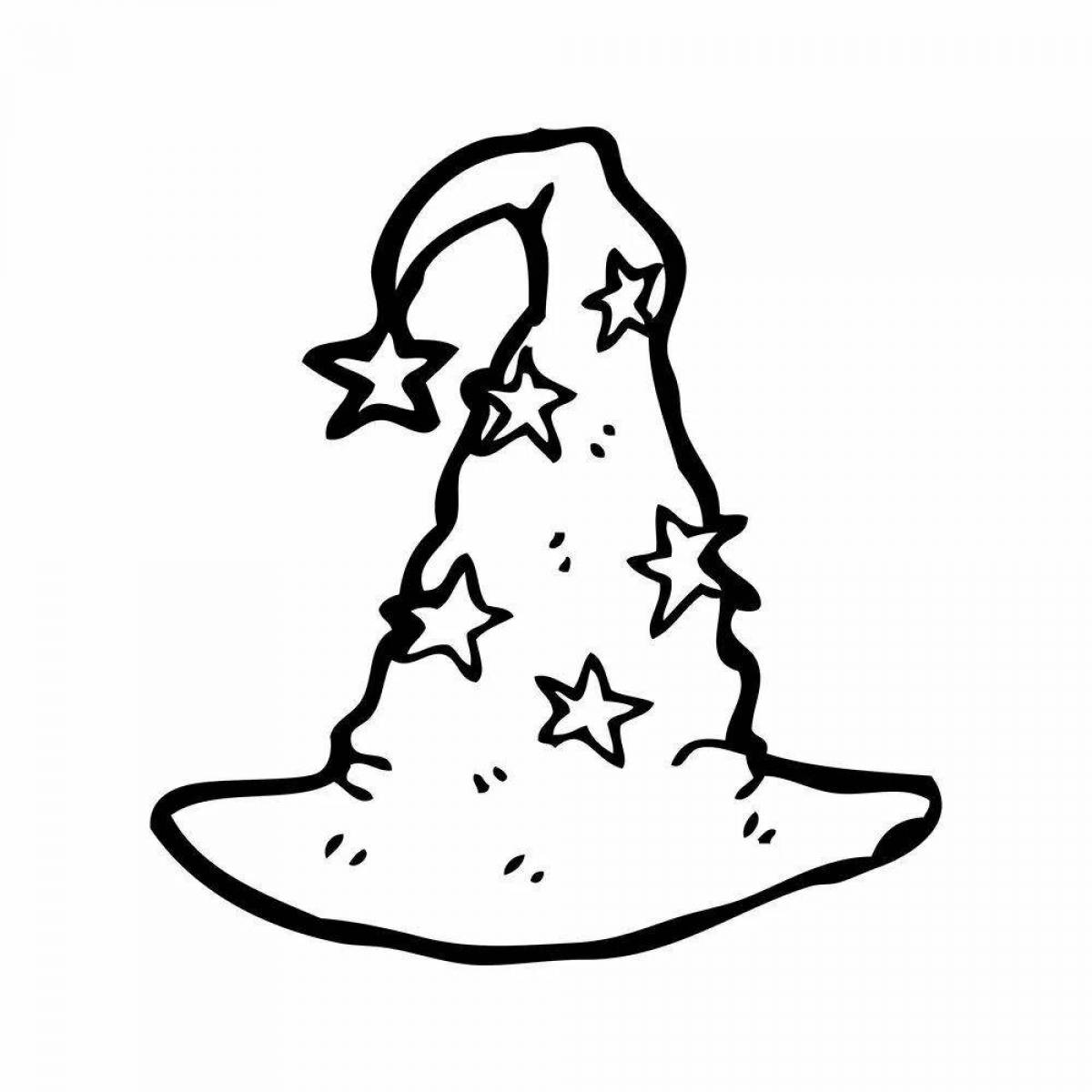 Rich wizard hat coloring page
