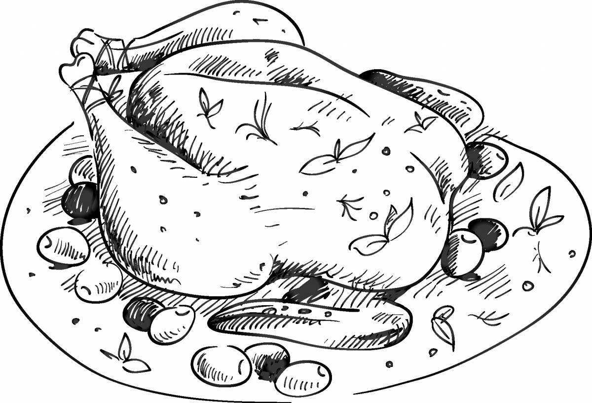 Delicious chicken food coloring page