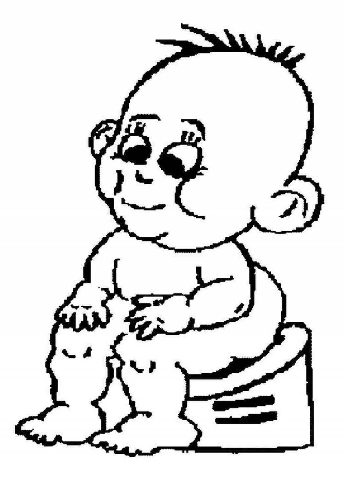 Cute baby potty coloring book