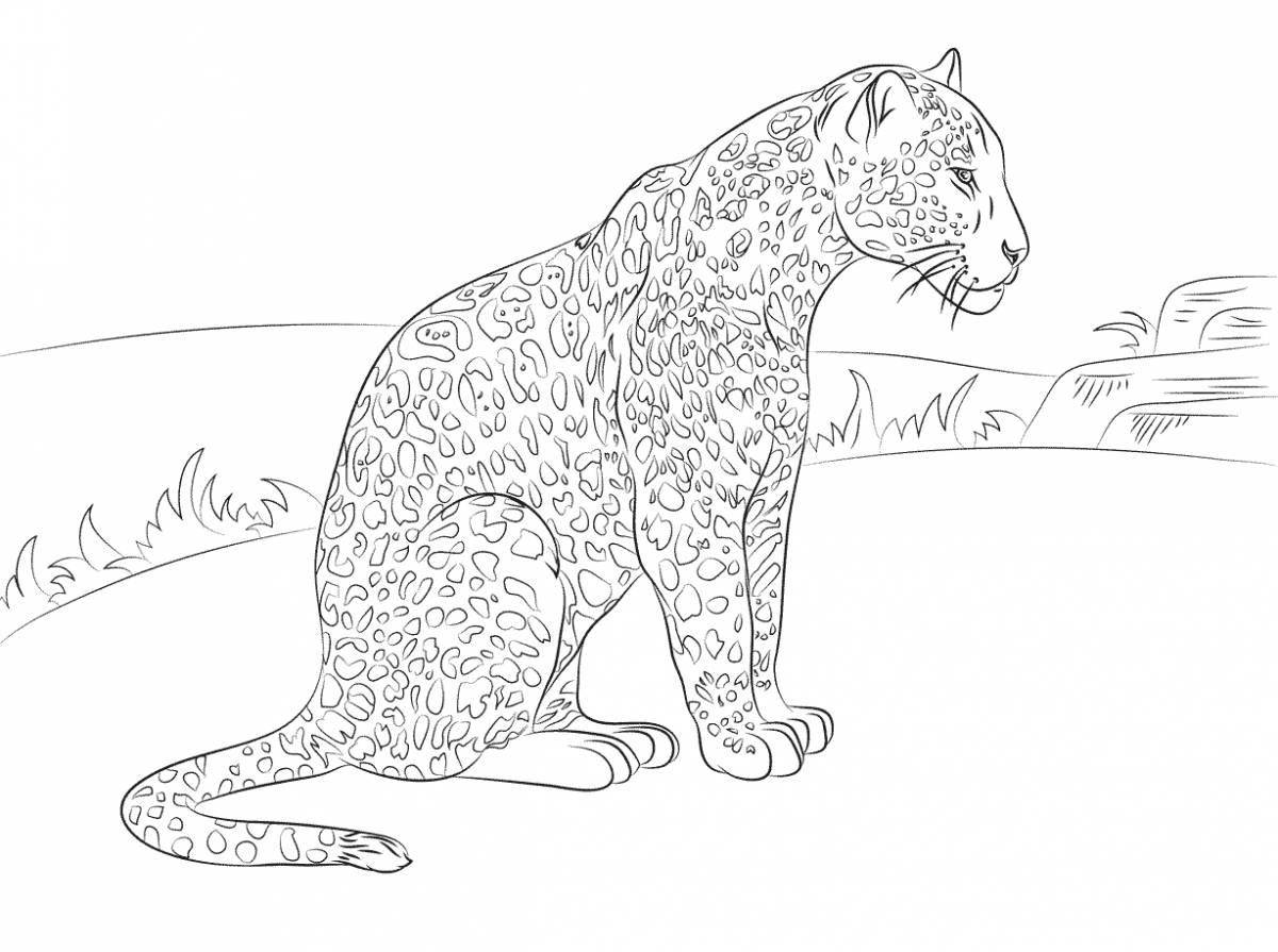 Яркая страница раскраски животных-ягуаров