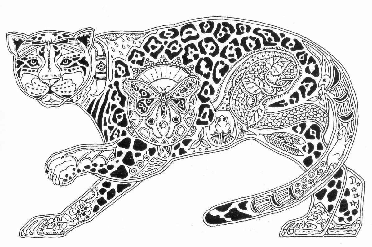 Поразительная страница раскраски ягуара