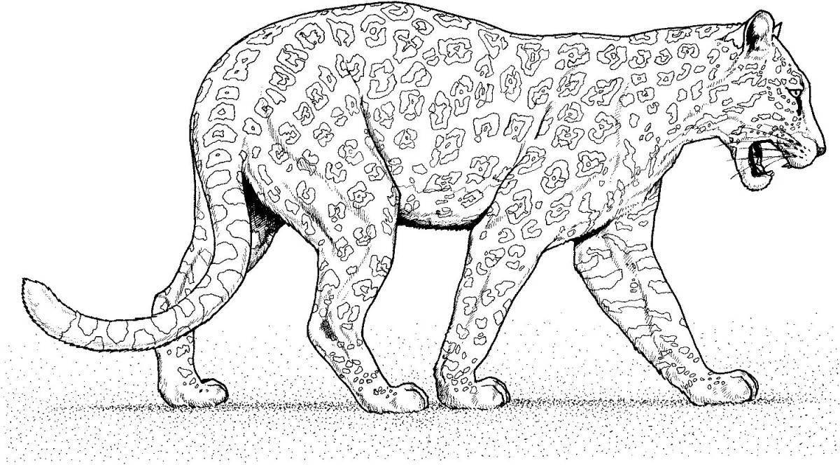 Блестящая страница раскраски ягуара
