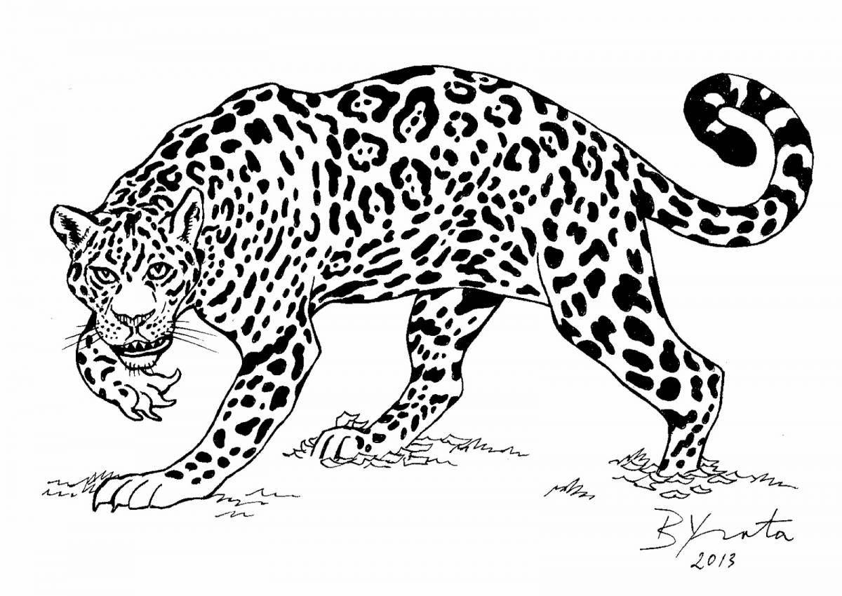Впечатляющая страница раскраски ягуара