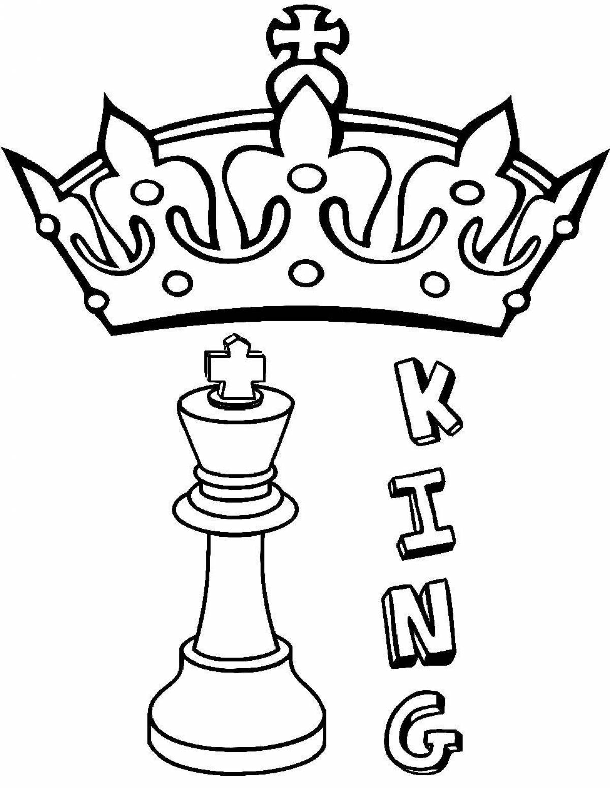 Раскраска величественный шахматный король