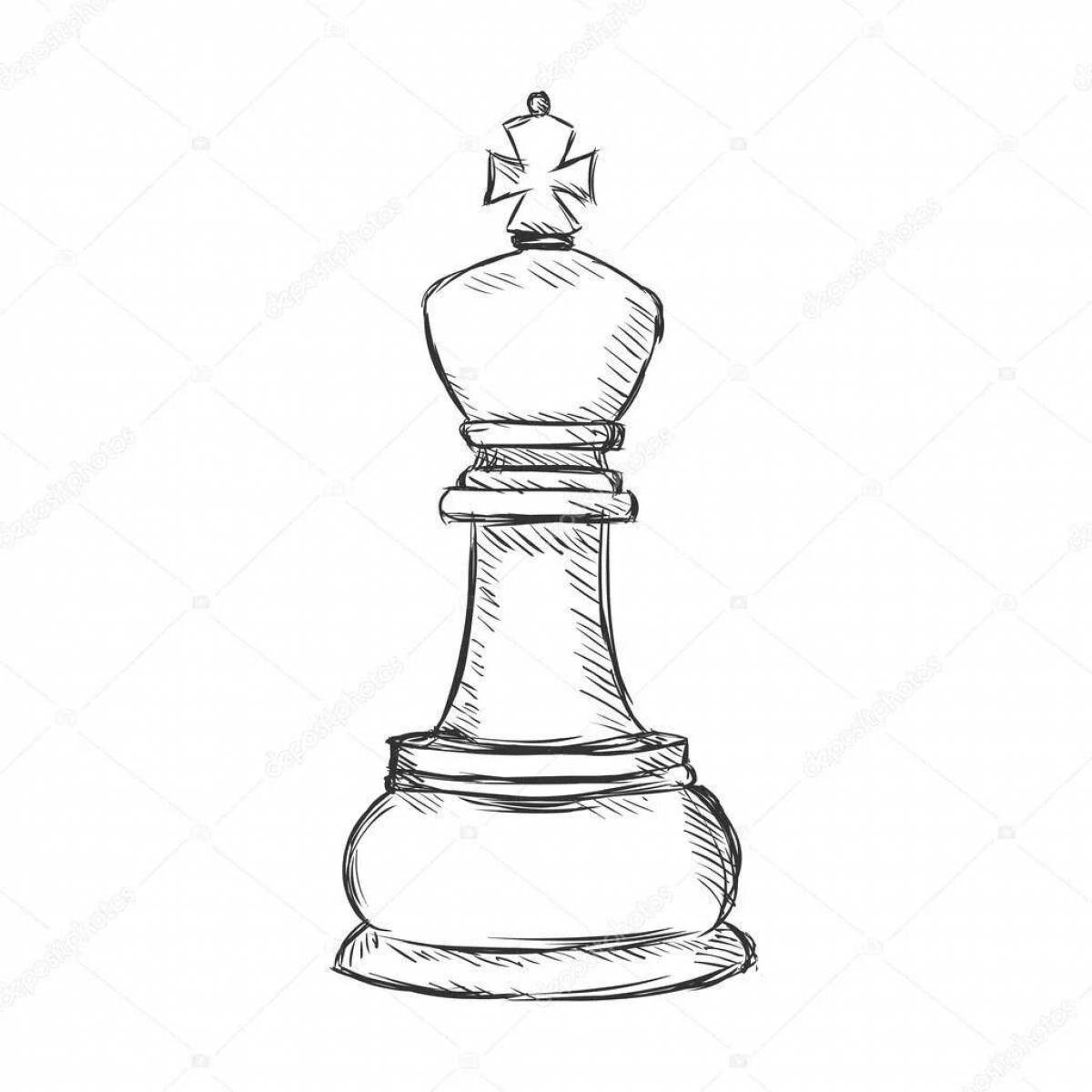 Impressive chess king coloring page