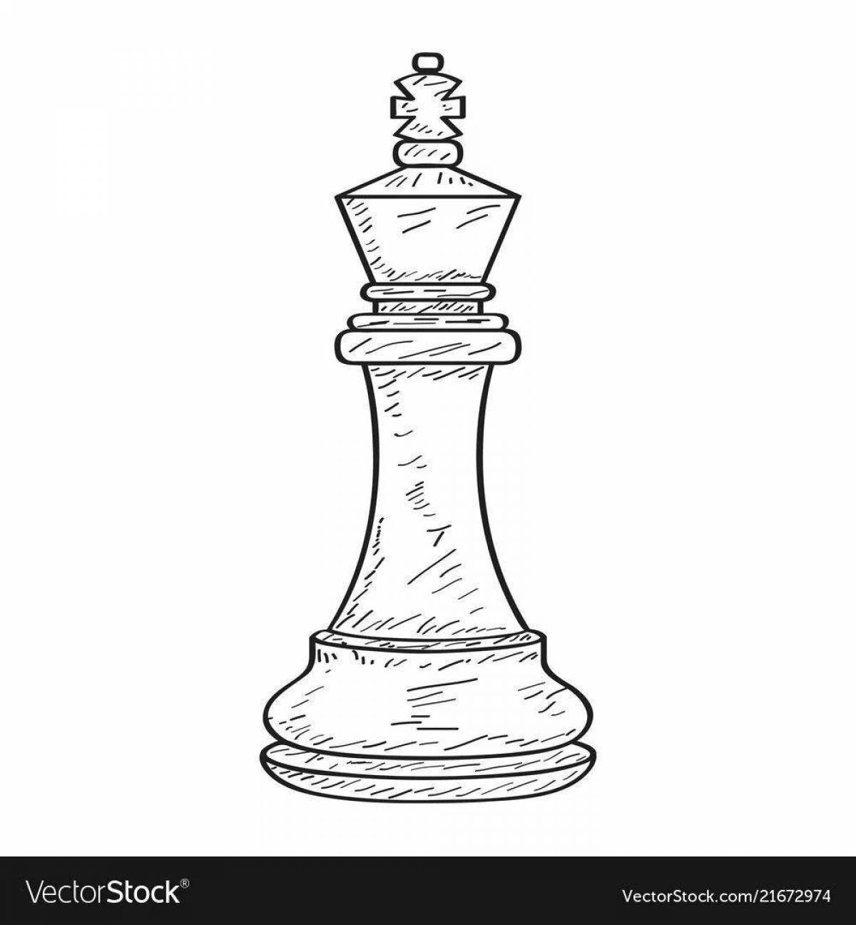 Glowing chess king coloring page