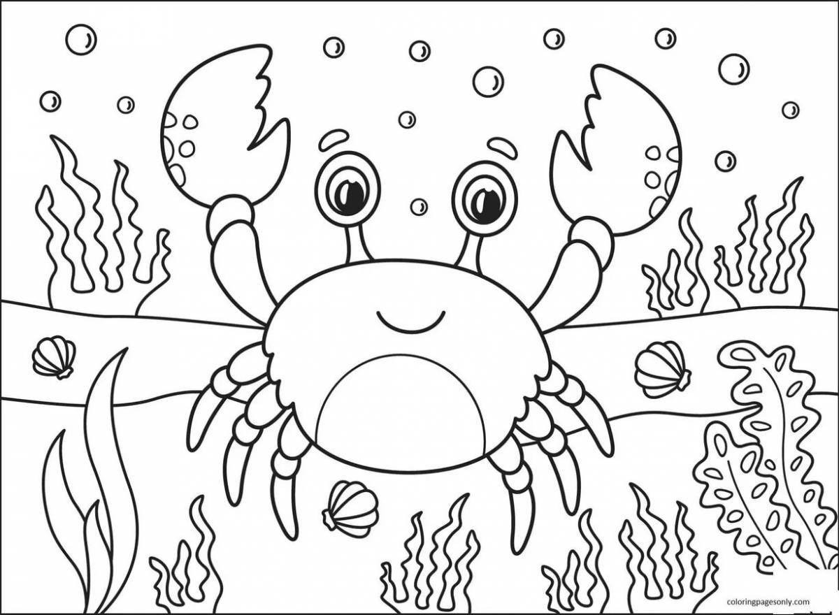 Coloring page joyful captain crab