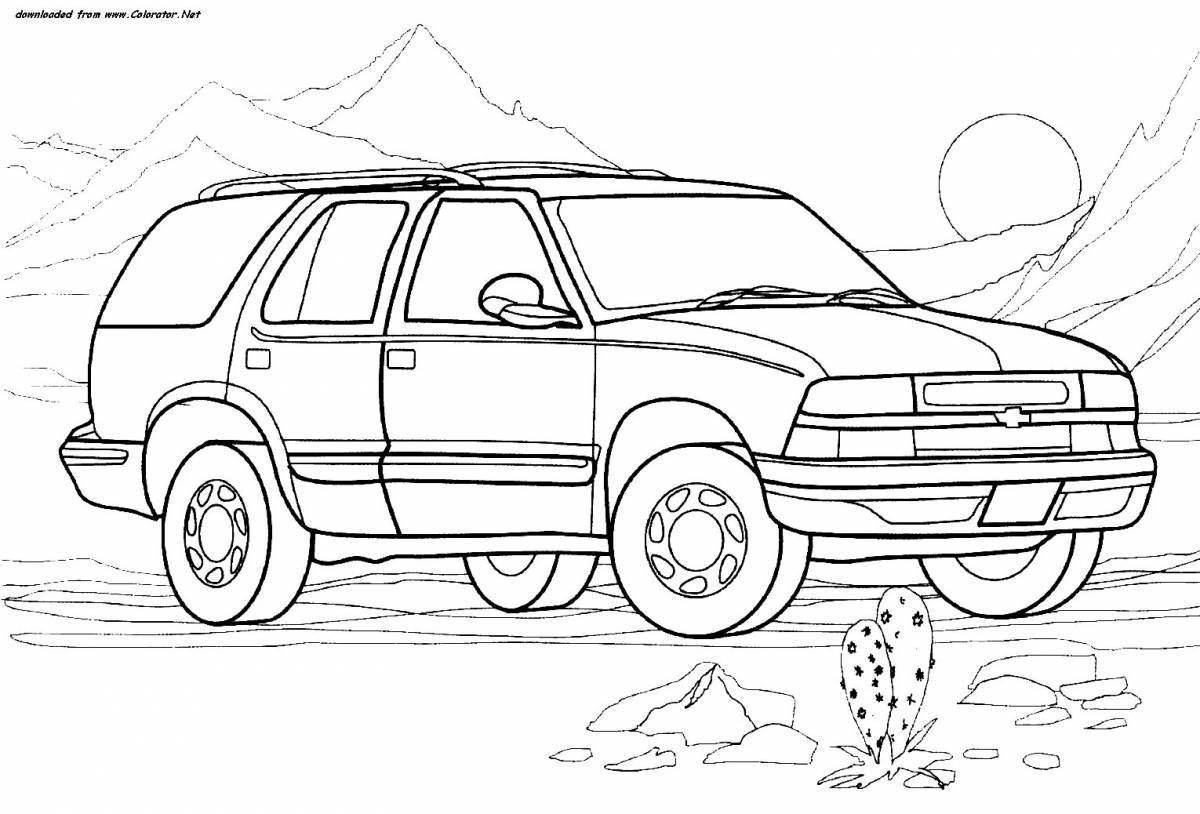 Coloring page glowing chevrolet tahoe