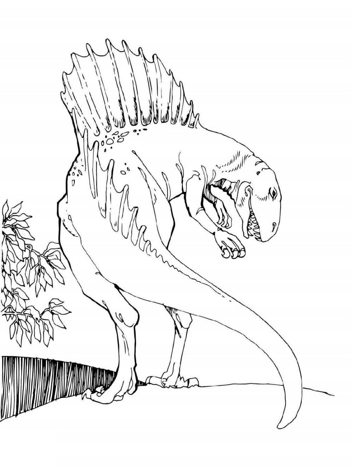 Игривая страница раскраски динозавра барионикса