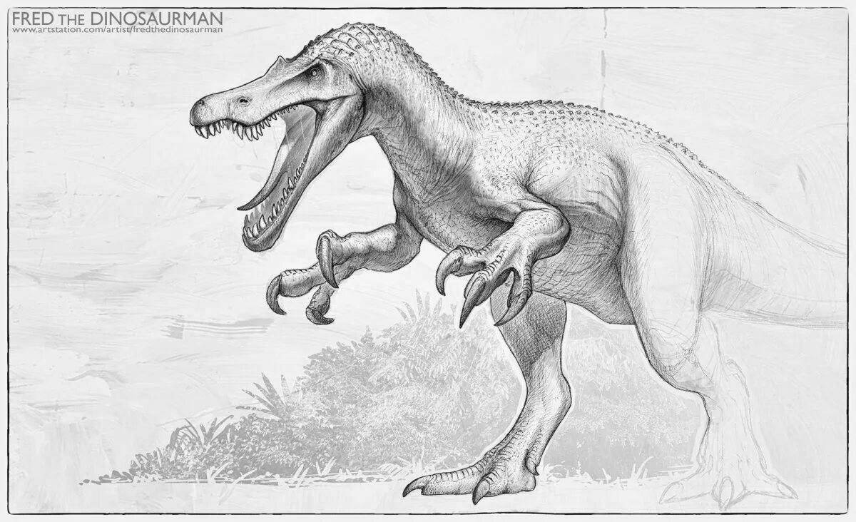 Очаровательная раскраска динозавра барионикса