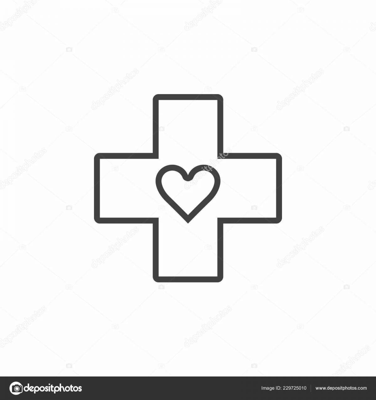 Coloring page joyful medical cross