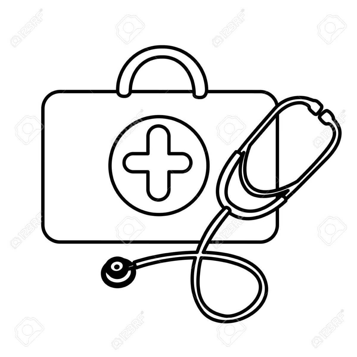Анимированная страница-раскраска «медицинский крест»