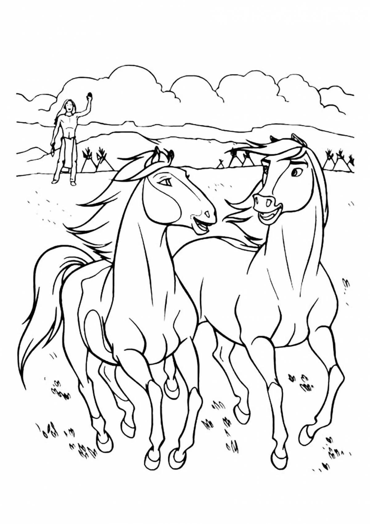 Очаровательная раскраска «семейка лошадей»