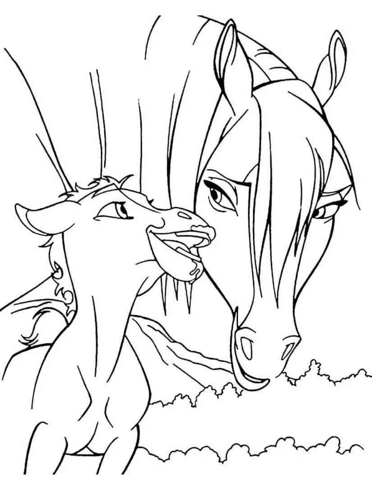 Nice horse family coloring book