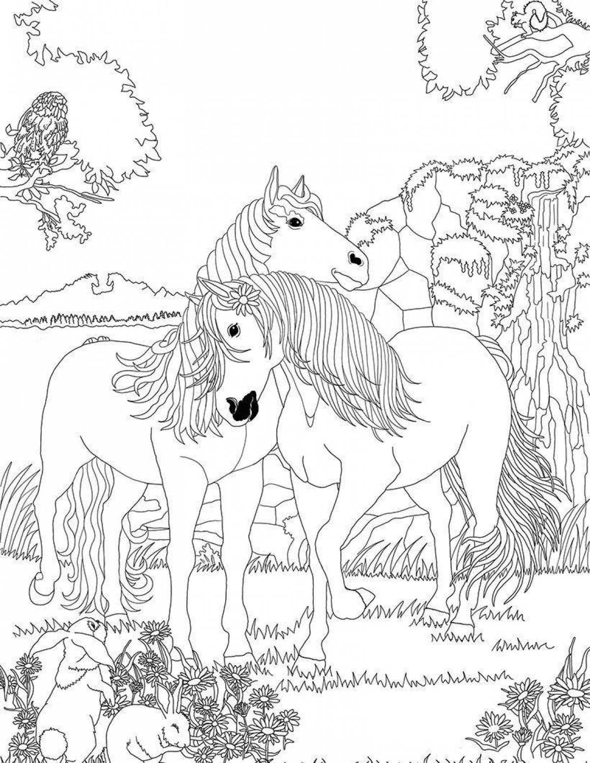Big coloring horse family