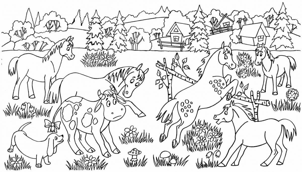 Fantastic horse family coloring book