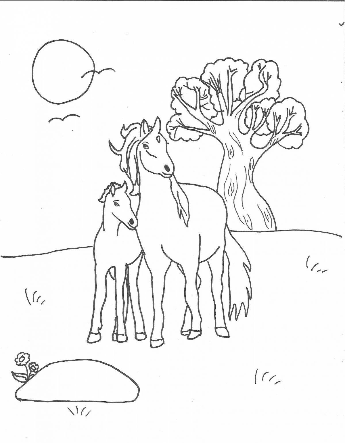 Exalted horse family coloring page