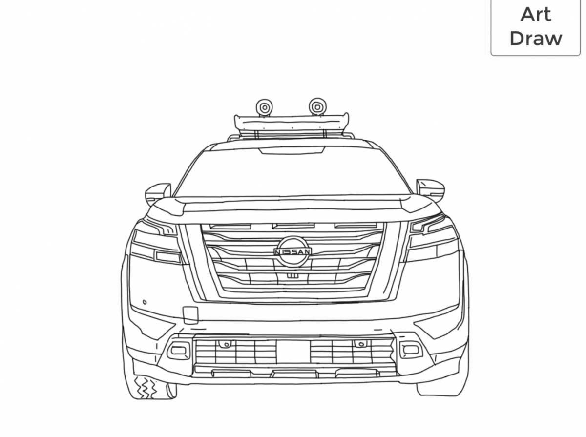 Красочная страница раскраски nissan pathfinder