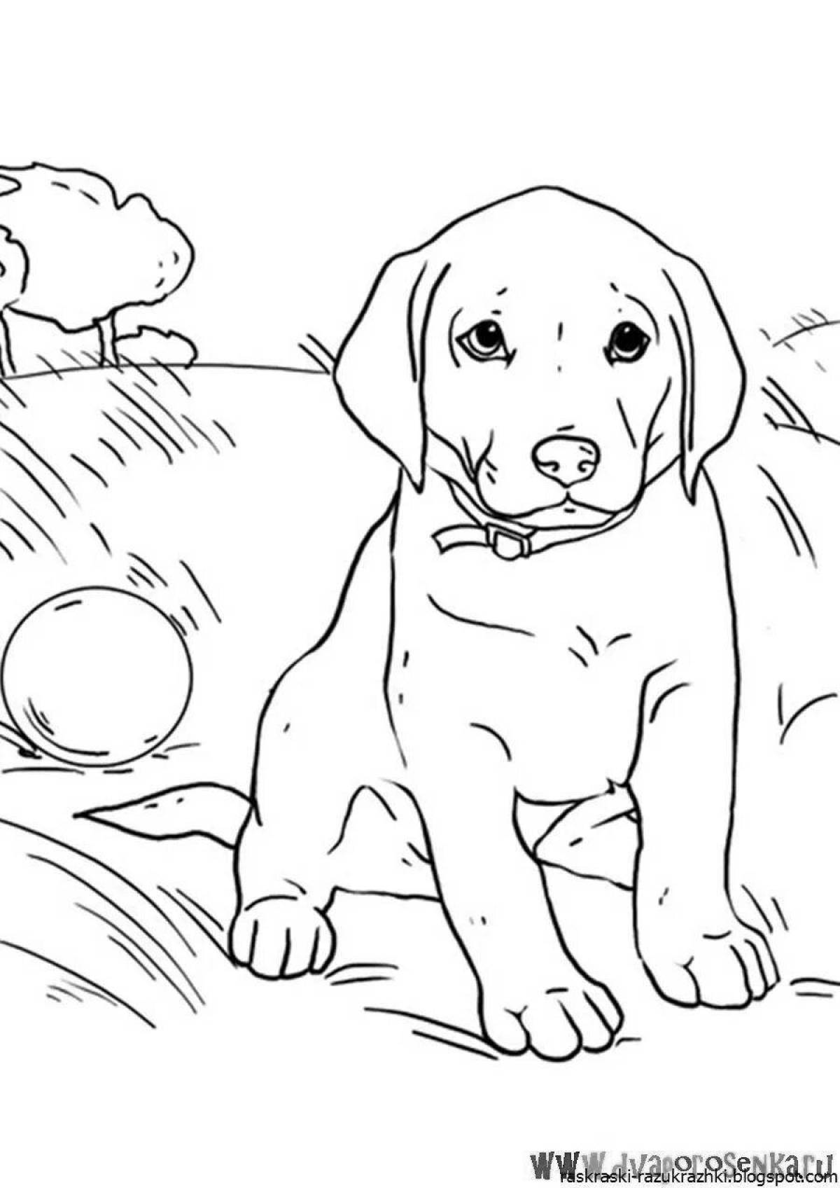 Coloring page loving real dog