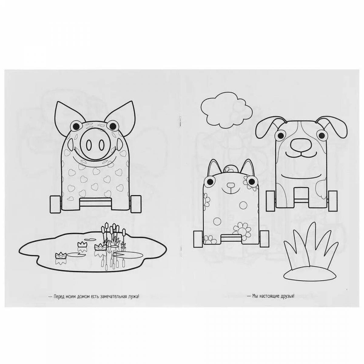 Amazing wooden cartoon coloring book