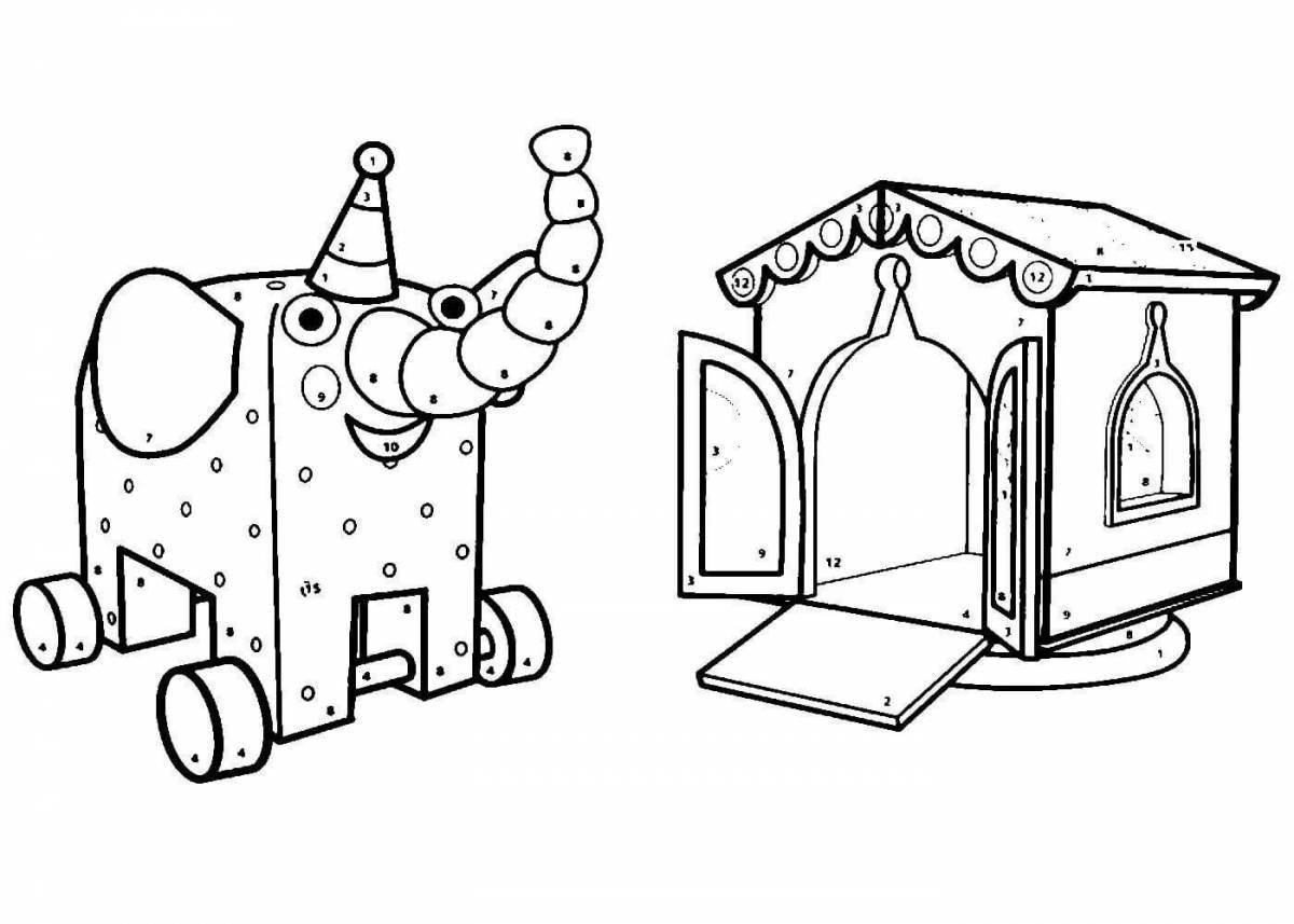 Humorous wooden cartoon coloring book