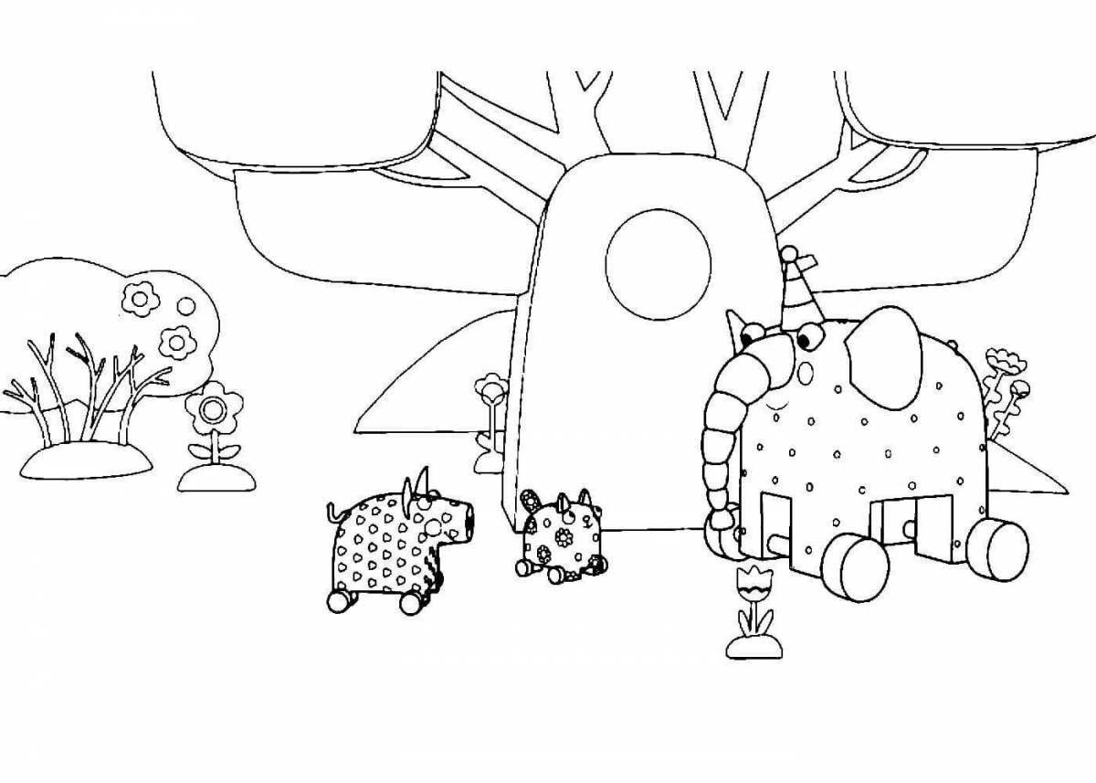 Living wood cartoon coloring book