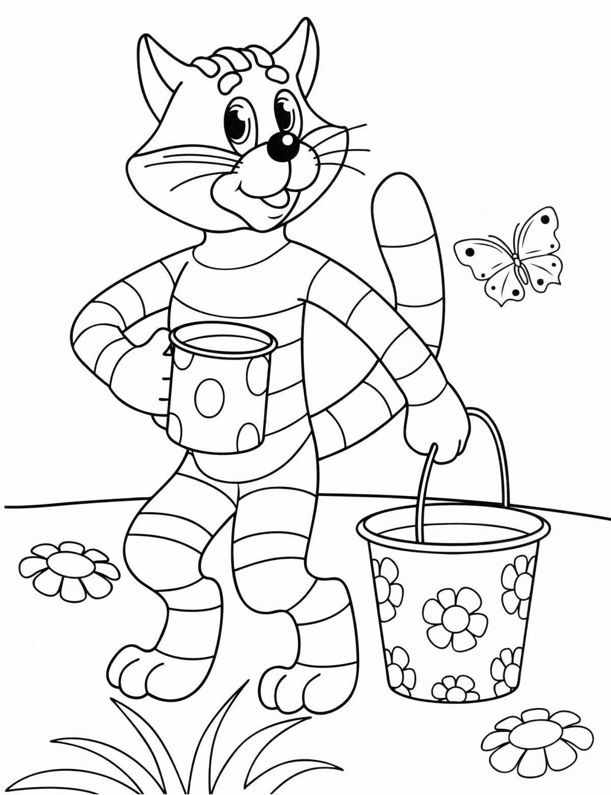 Colorful buttermilk cat coloring book
