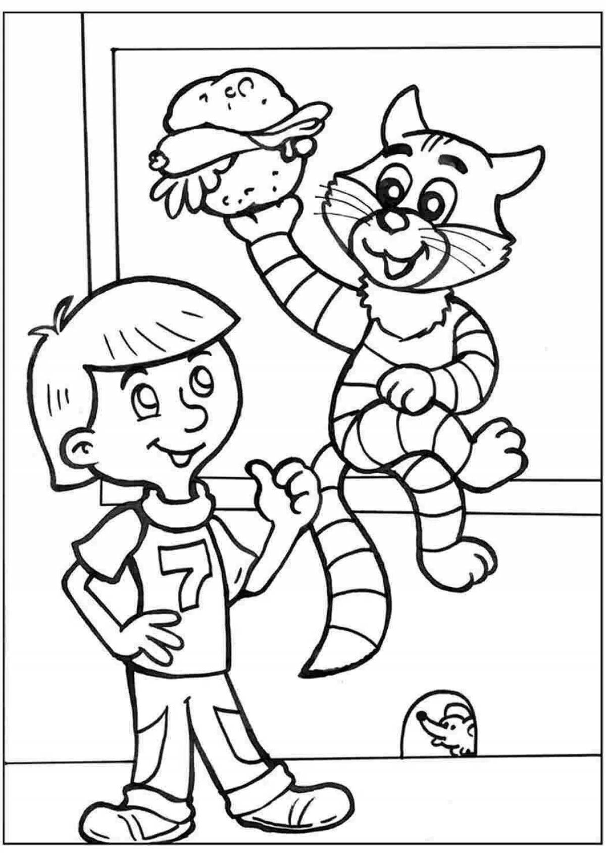 Coloring page charming prostokvashinsky cat