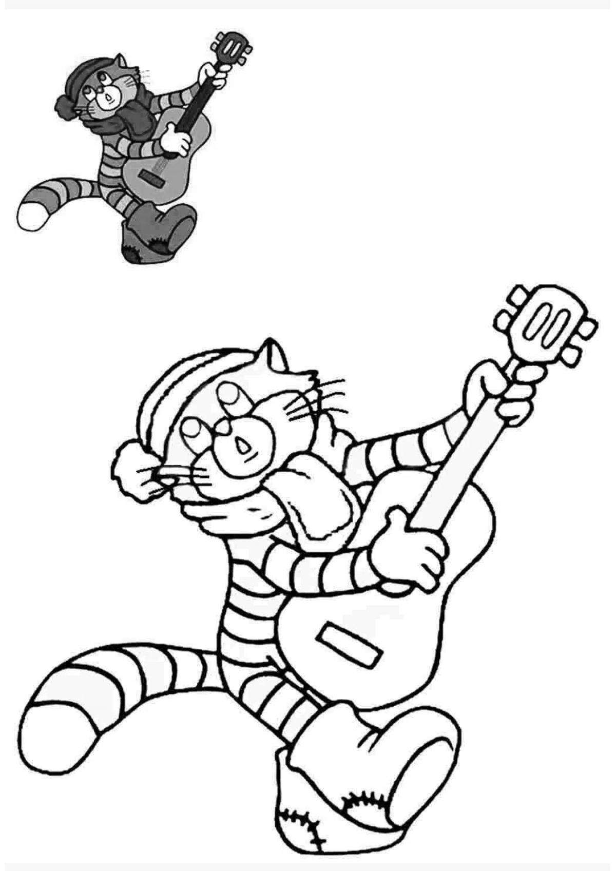 Coloring page joyful prostokvashinsky cat