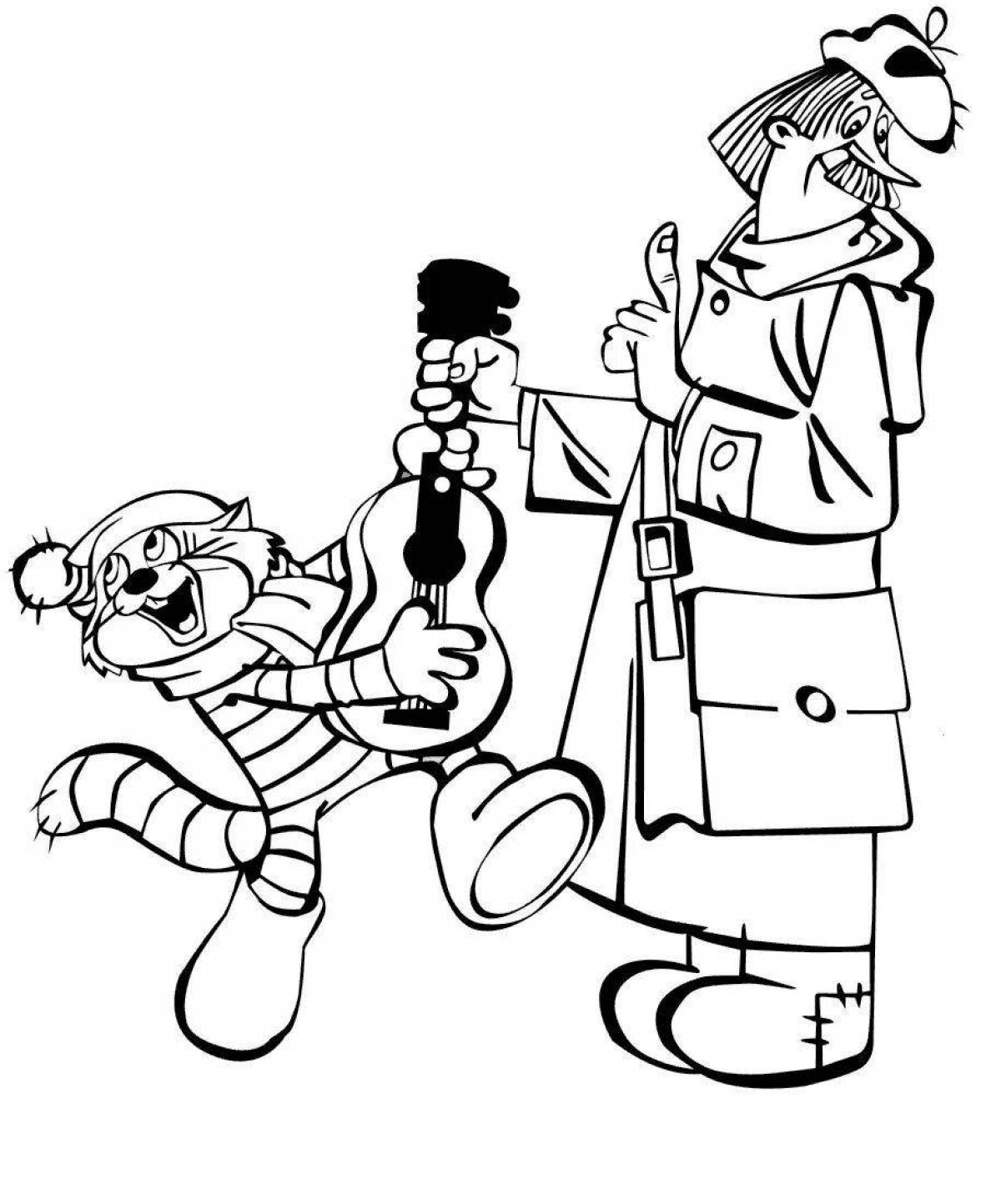 Coloring page sociable prostokvashinsky cat
