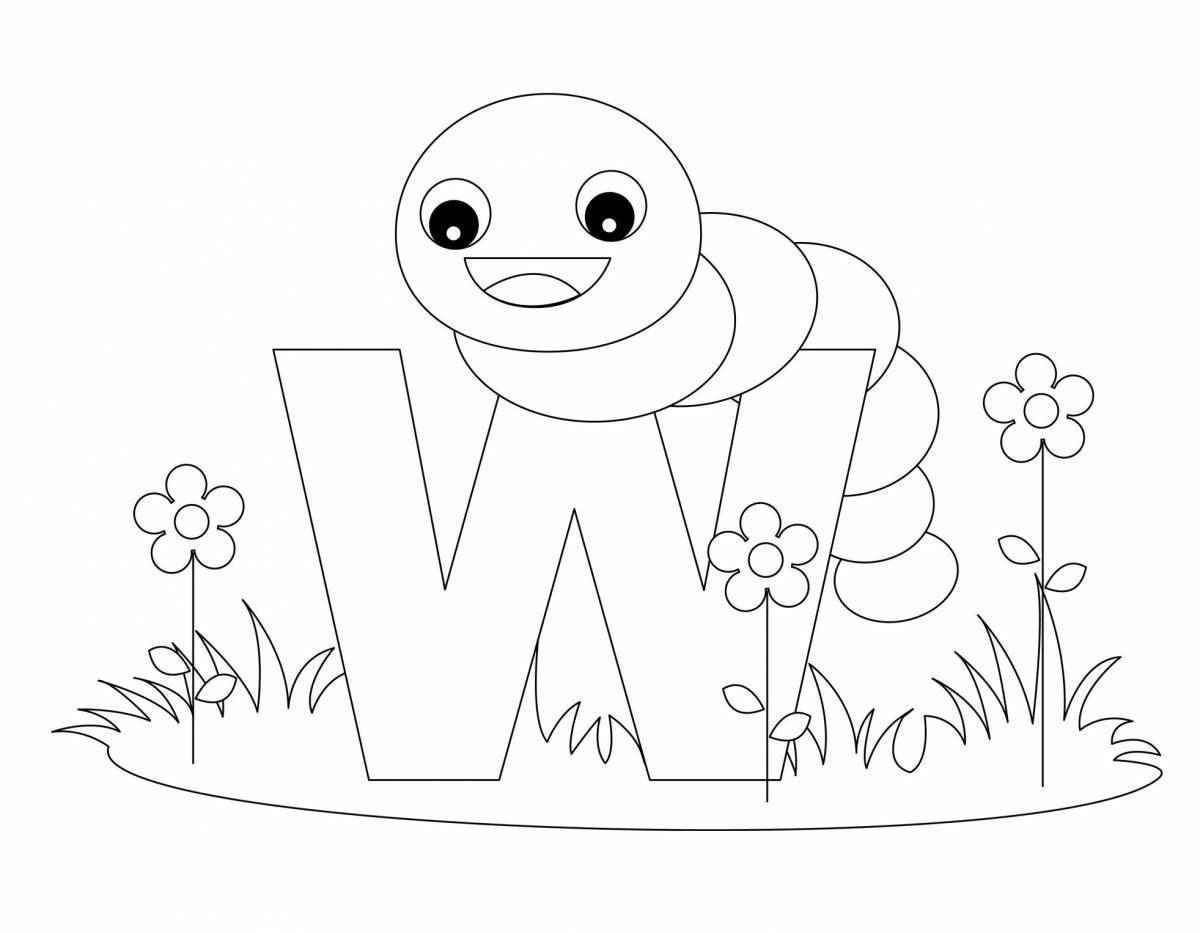 Delightful letter w coloring book