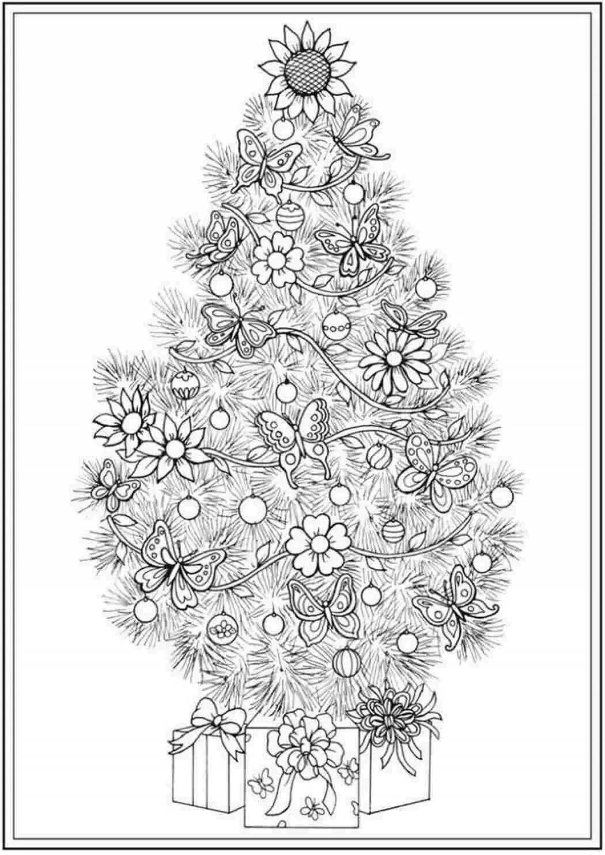 Coloring book exalted beautiful tree