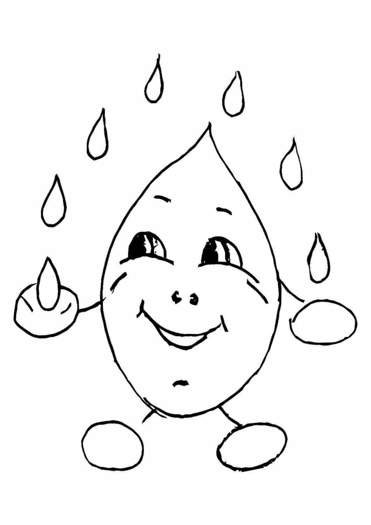 Shimmering water drop coloring page