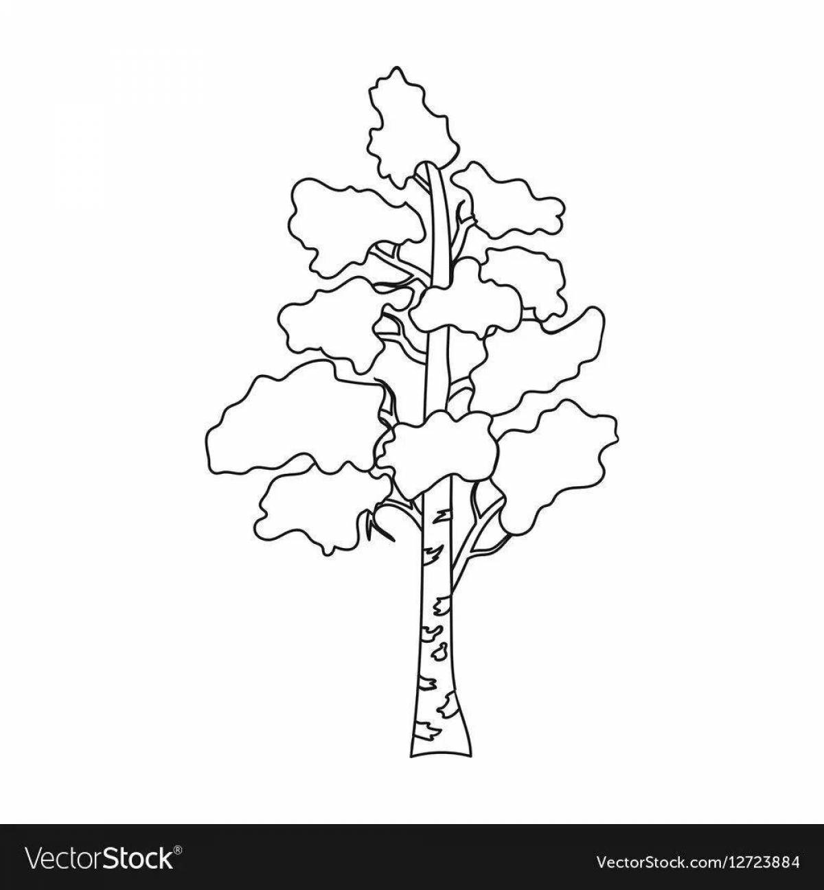 Coloring page playful winter birch