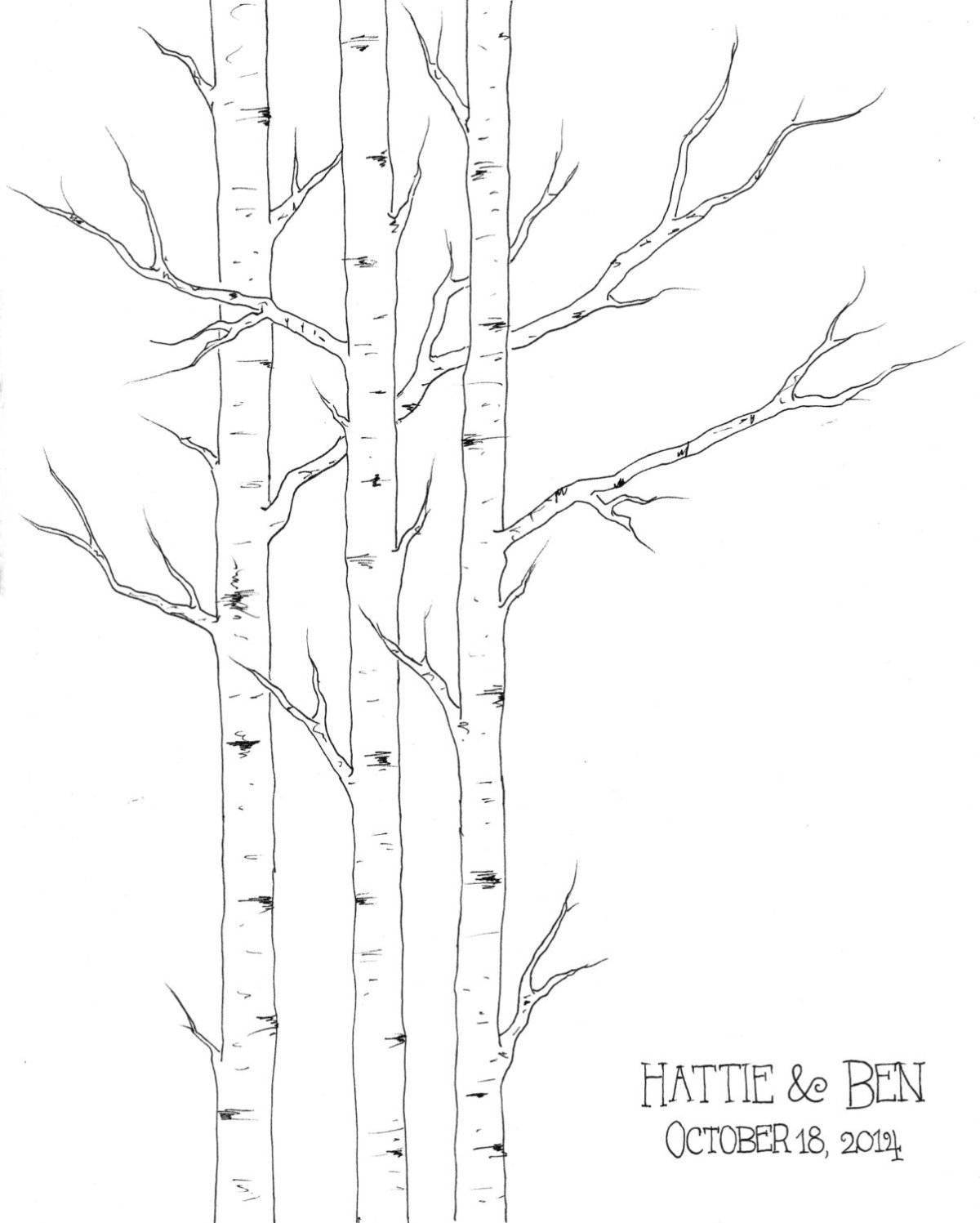 Majestic winter birch coloring page