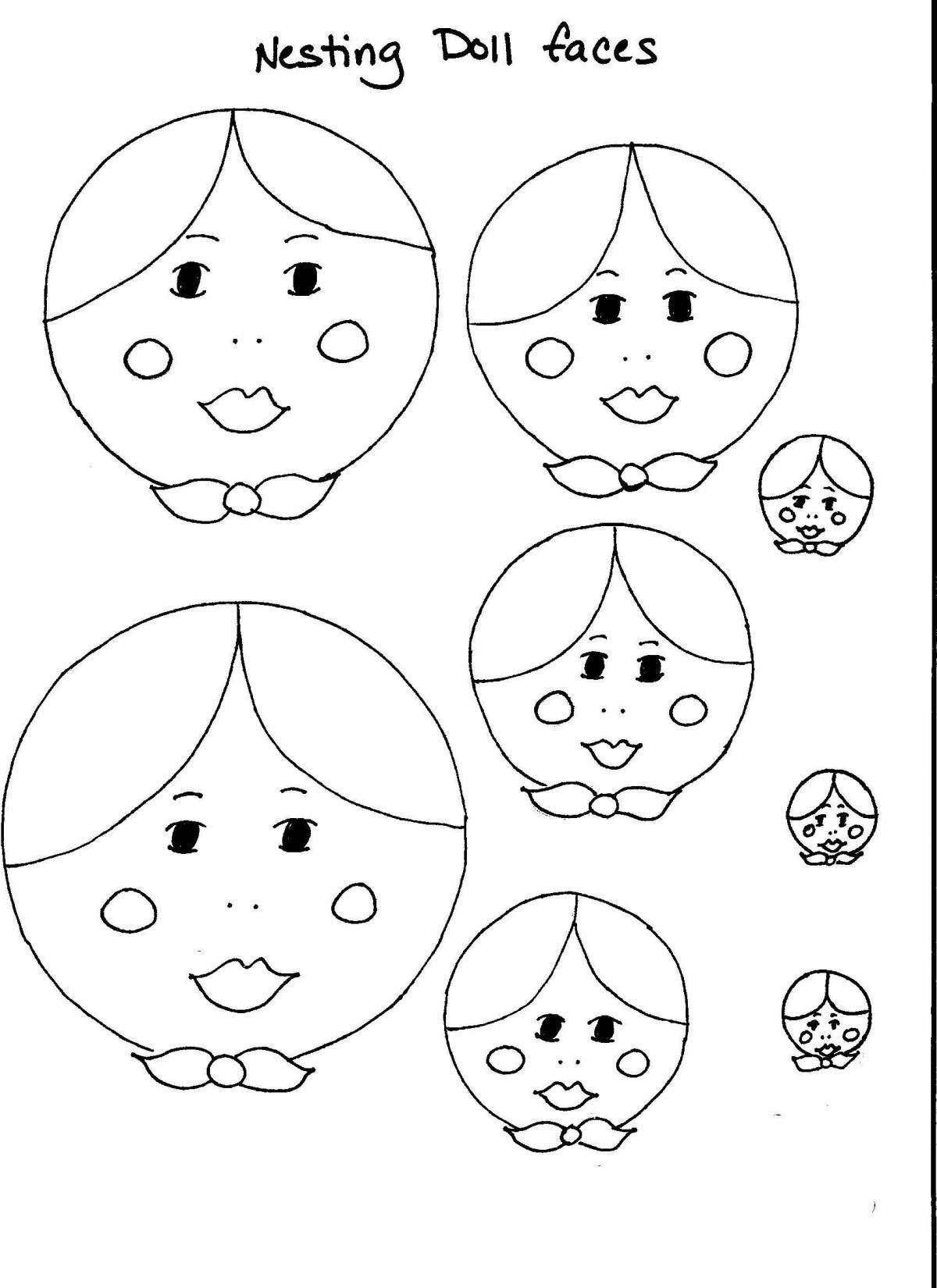 Gorgeous doll head coloring page