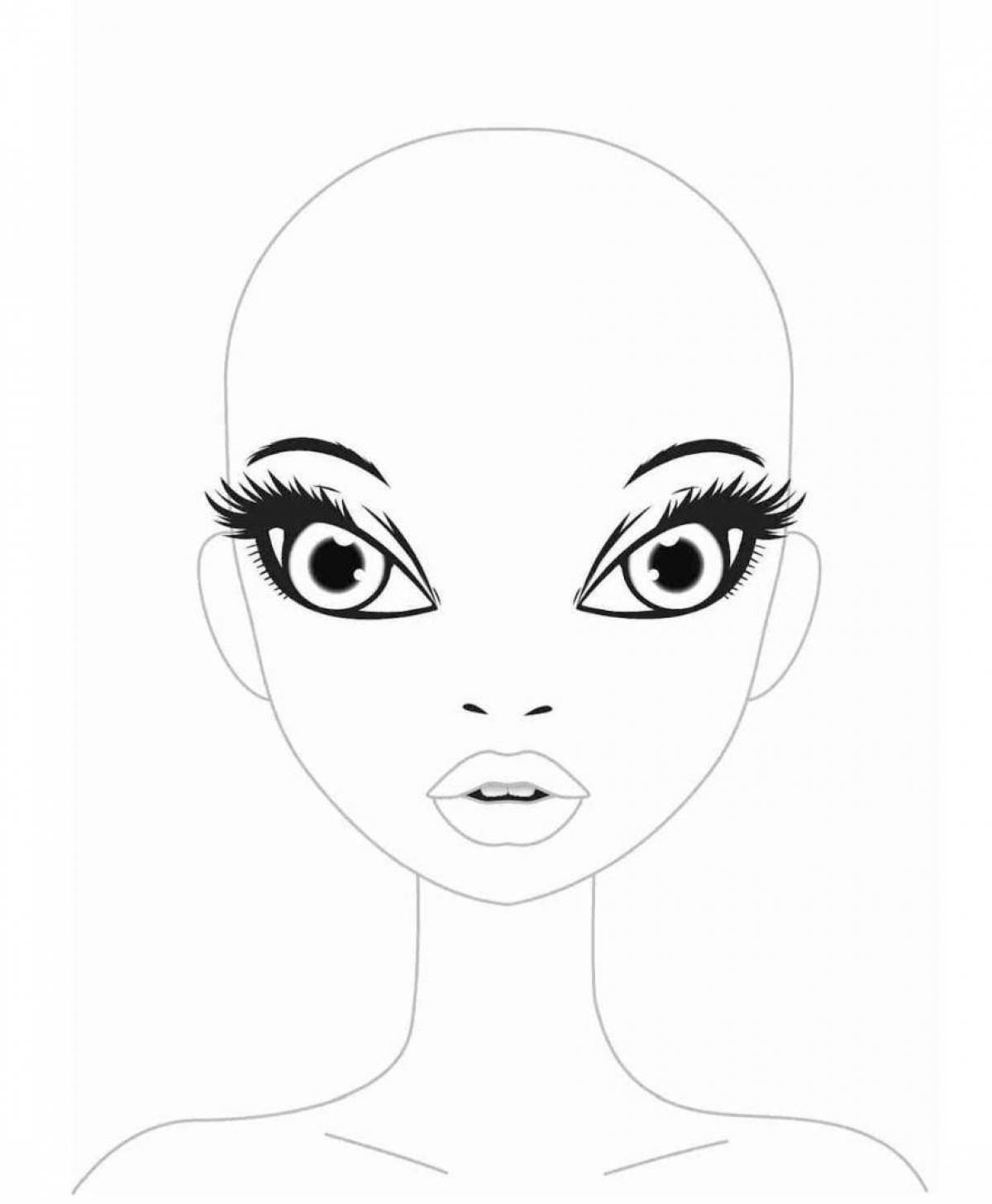 Cute doll head coloring page